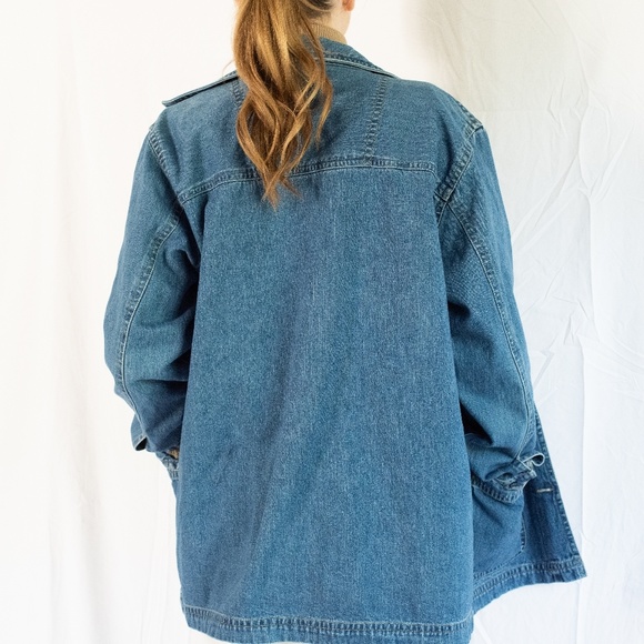 Vintage Jean Jacket with Plaid Panels - Picture 2 of 3